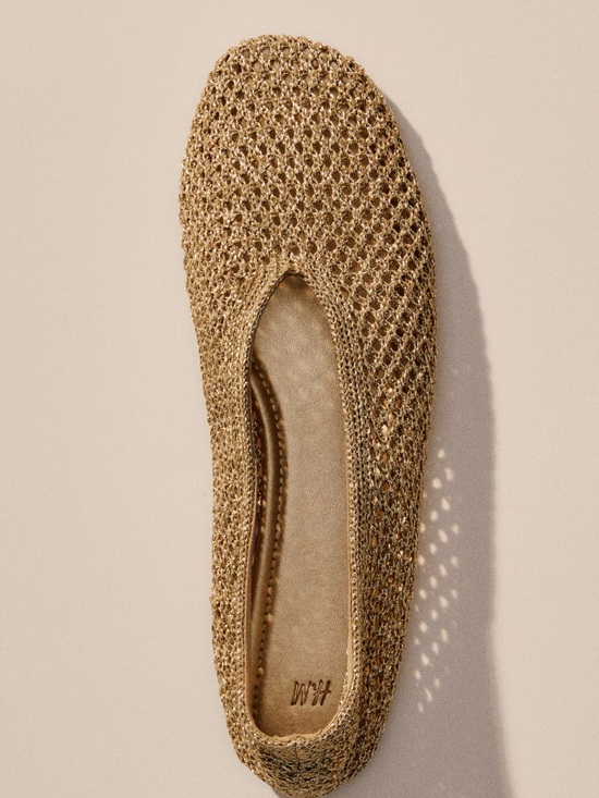 H&M Shoes - H&M Woven Metallic Ballet Flat - Gold